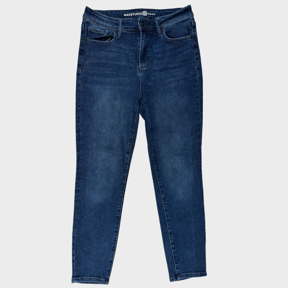 Max Studio High Rise Stretch Skinny Jeans Dark Wash Size 12